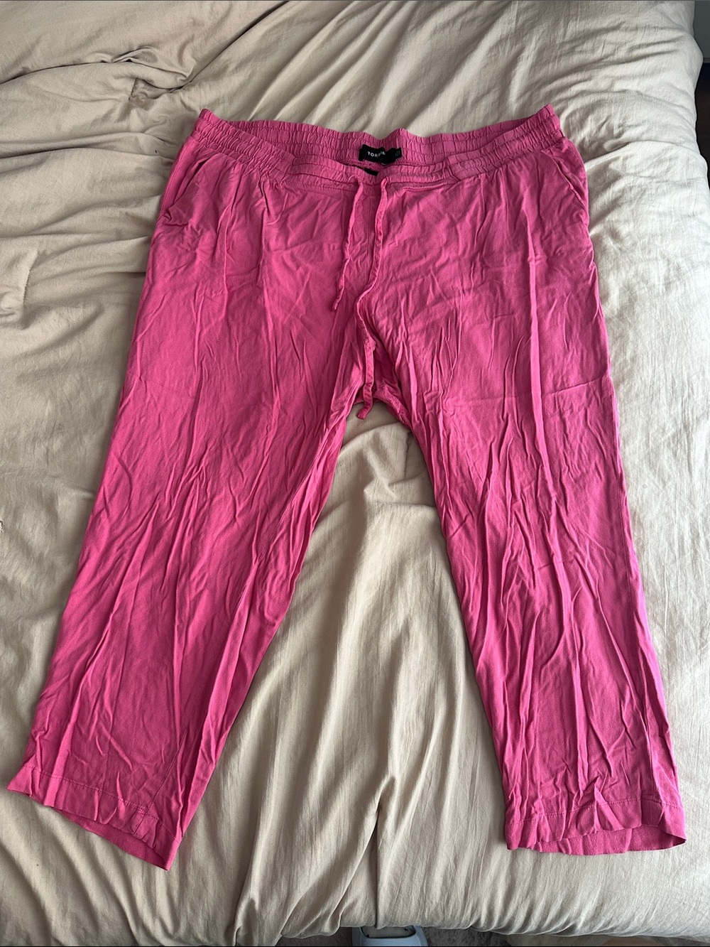 torrid Pink Cropped Pants - Elastic Waist, Drawstring